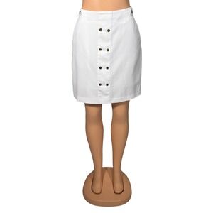 EP Pro White Golf Skort Womens 10 Gold Button Front Built In Shorts Activewear